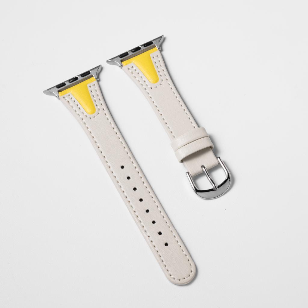 Leather Band for Apple Watch Series 11 10 9 8 7 6 5 4 SE Slim Strap for Iwatch 38mm 40mm 41mm 42mm 45mm 49mm Two Color Bracelet