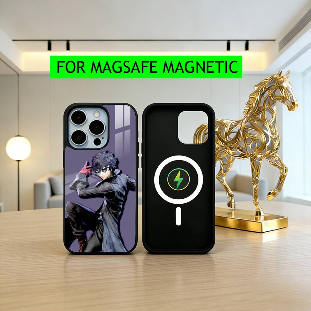 P-Persona 5 COOL Anime Telefoonhoesje Voor iPhone17,16,15,14,13,12,11 Plus,Pro Magnetisch met Magsafe Draadloos Opladen