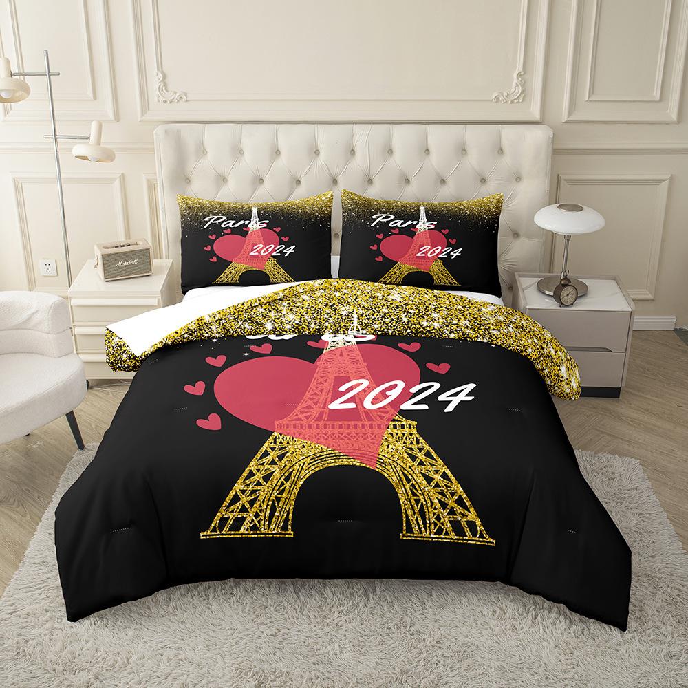 3D Digital Printing Kit Home Textile Quilt Cover Bed Sheet Bedding Three-Piece Set