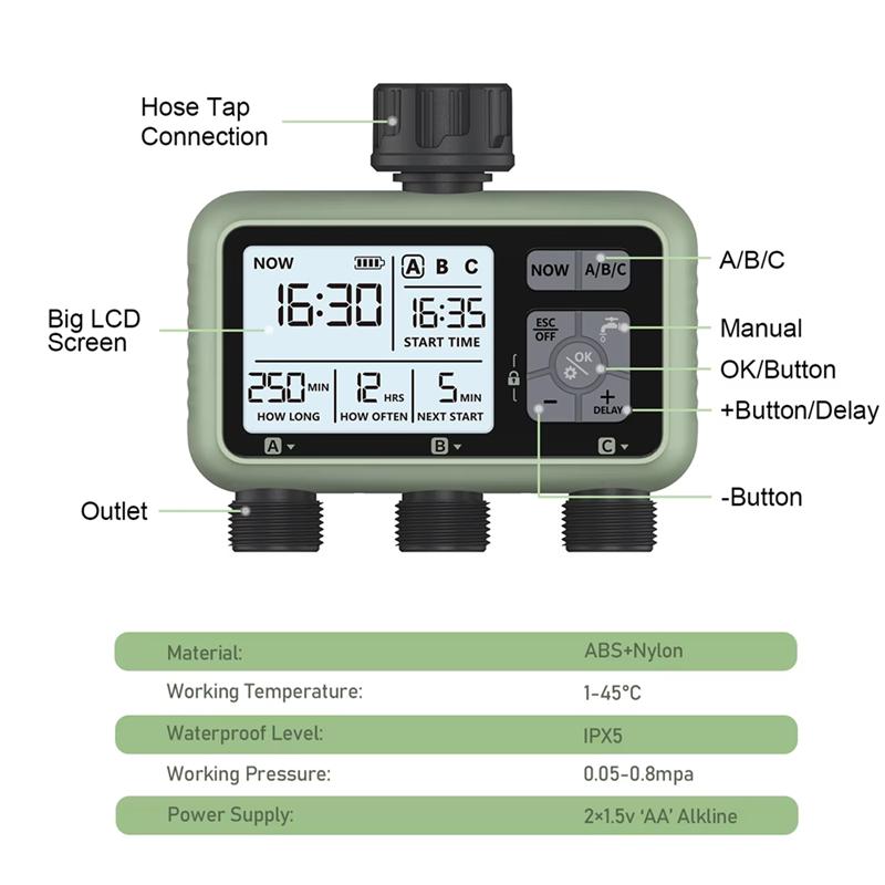 Practical-Intelligent Automatic Drip Irrigation For Garden Lawn, Watering Valve,Horticultural Timing Irrigation Controller