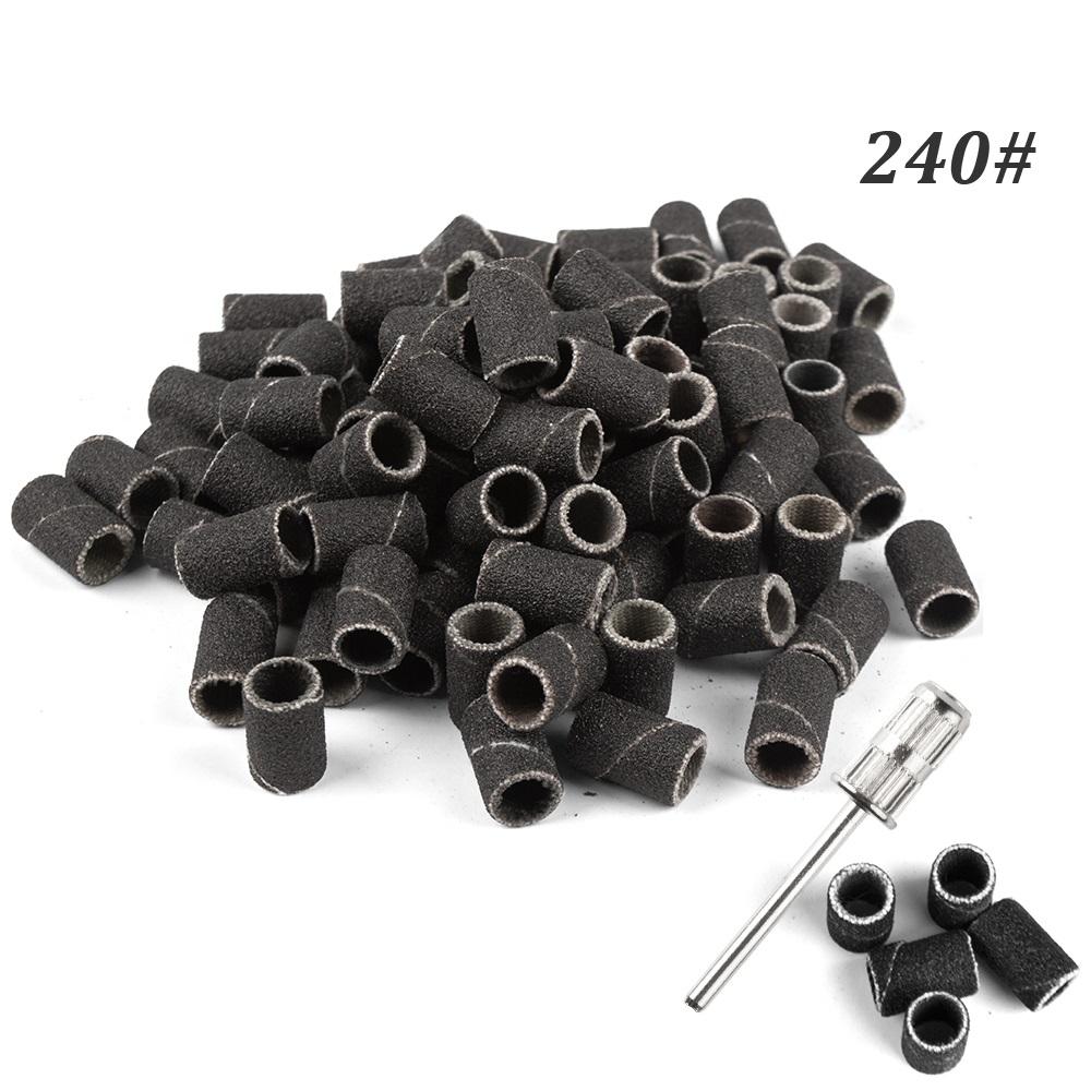 200 bucăți de găurit pentru unghii benzi de șlefuit cu set de cutie de depozitare pentru șlefuit pentru pile de unghii bandă de șlefuit pentru manichiură mașină de găurit unghii 180/240