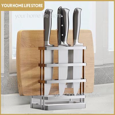 Knives Holder304 Stainless Steel Knives Holder with Drip Panfor Kitchen Over the sinkKnife Block Cutting Board Organizer