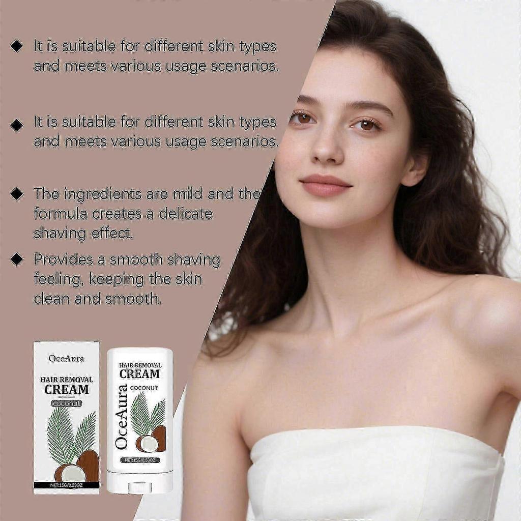 Shaving Cream Stick, Travel Size Toiletries for Women, Coconut Milk Based, Razor Friendly Hair Removal, 15g
