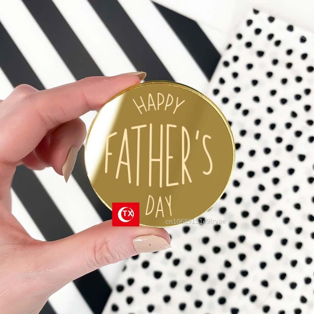 10/5pcs  Happy Father's Day Cake Topper Acrylic Gold Super Best Dad Cake Decor for Father Birthday Party Cupcake Decor
