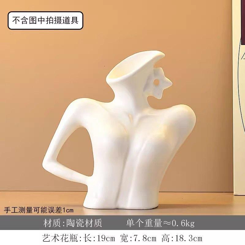 European Ceramic Human Body Vase Beauty Shoulder Clavicle Flower Arrangement Ornament Room Dining Table Figure Vase Home Decor