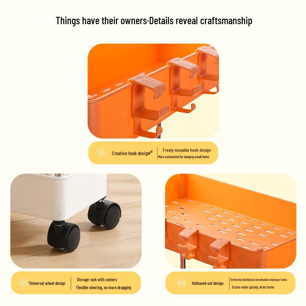 Mobile Multi-layer Floor Storage Rack for Bathroom, Kitchen, and Living Room