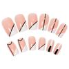Gestreifte Französische Kurze Tragbare Nagelkunstkarte Falscher Nagelpatch Fertiges Nagelstück Kann Abgenommen Werden 24 Stück