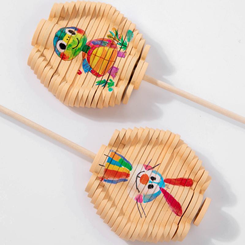 Wooden Rotating Lollipop Figurines Rotating Spin Montessori Toys Portable Interactive Funny Rotating Lollipop Early Education