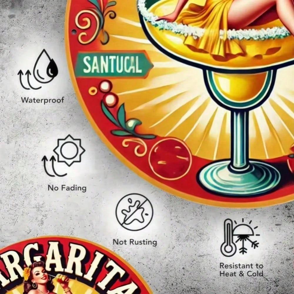 Vintage Margarita Cocktail Metal Sign Retro Wall Art for Bar Home Garage Decor