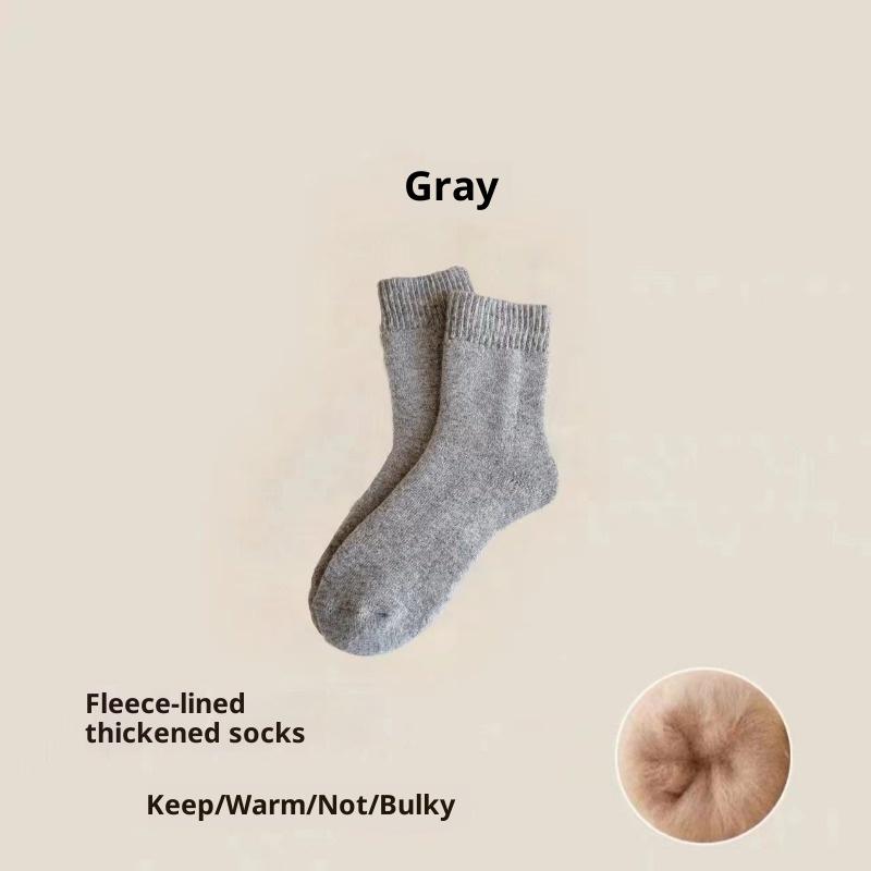 Socks Women's Autumn and Winter Velvet Padded Wool Socks Warm and Comfortable Soft Waxy Cashmere Socks Super Thick Simple Terry Socks