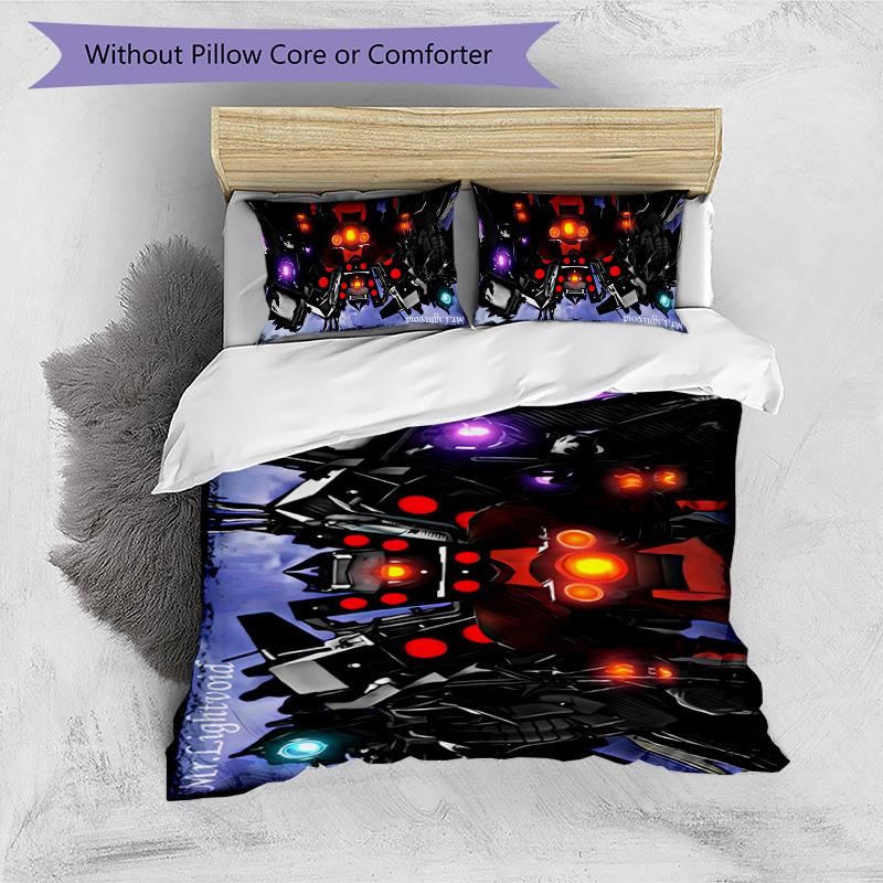 Skibidi Toilet 3pcs Bedding Set Duvet Cover Closure Includes 1 Duvet Cover & 2 Pillowcases for All Seasons Bedroom Home Dorm Decor