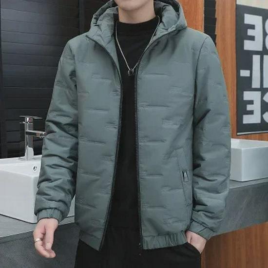 Men's Korean Style Hooded Cotton Down Coat – Trendy Winter and Autumn Fashion, Short Length