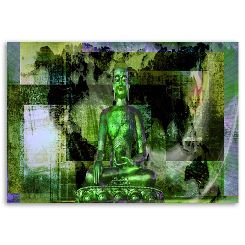 Canvas Print, Buddha and Abstract Green Background