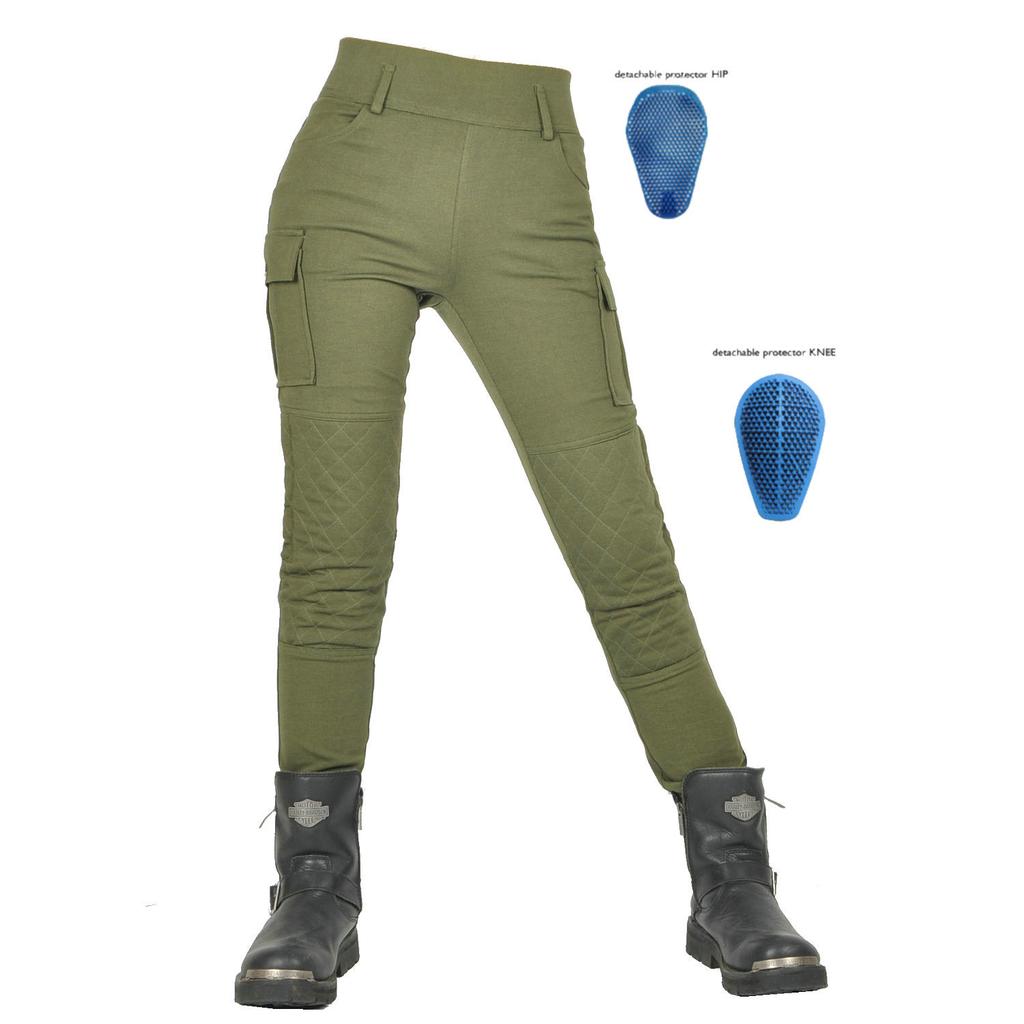 Motorcycle riding pants female rider tooling multi-bag anti-drop, tear-resistant, wear-resistant locomotive pants silicone protective gear