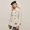 Fanzhen Damen Mittellanger Trenchcoat im britischen Stil
