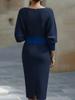 2026 Frühling Europäisches & Amerikanisches Damen Elegantes Schwingender Halsausschnitt Langarm Taillenbetontes Kleid