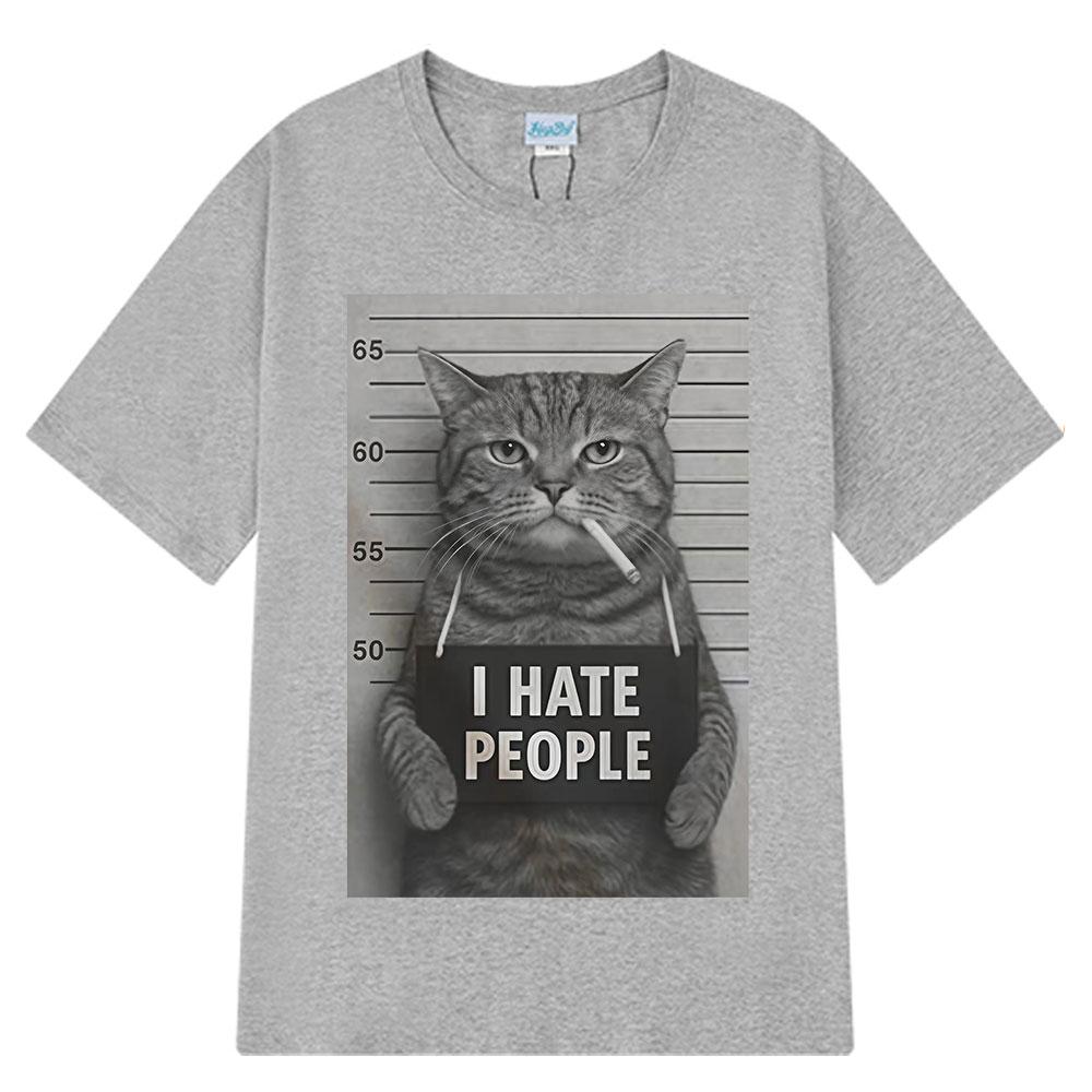 2026 Summer Cotton Printed TShirt Mugshot Cat Meme Graphic Tee Unisex WOMEN Plus Size Loose Casual Hip Hop Rap Breathable Top