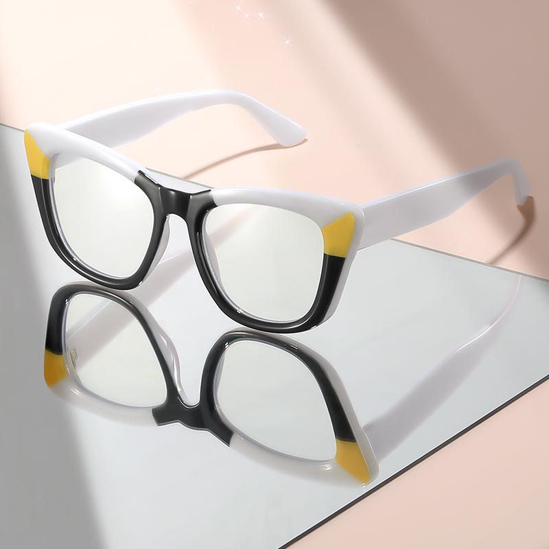 Large framed anti blue light glasses stylish color contrast high end comfortable flat light eyewear for men and women