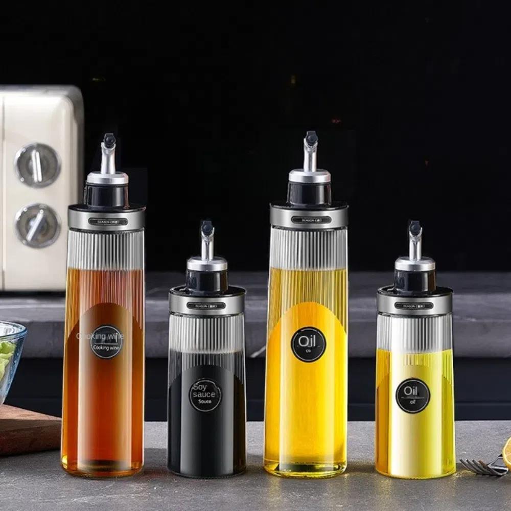 

Leakproof Cooking Oil Bottle Shatterproof Glass Vinegar Storage Bottle Kitchen Accessories 650ml-Silver