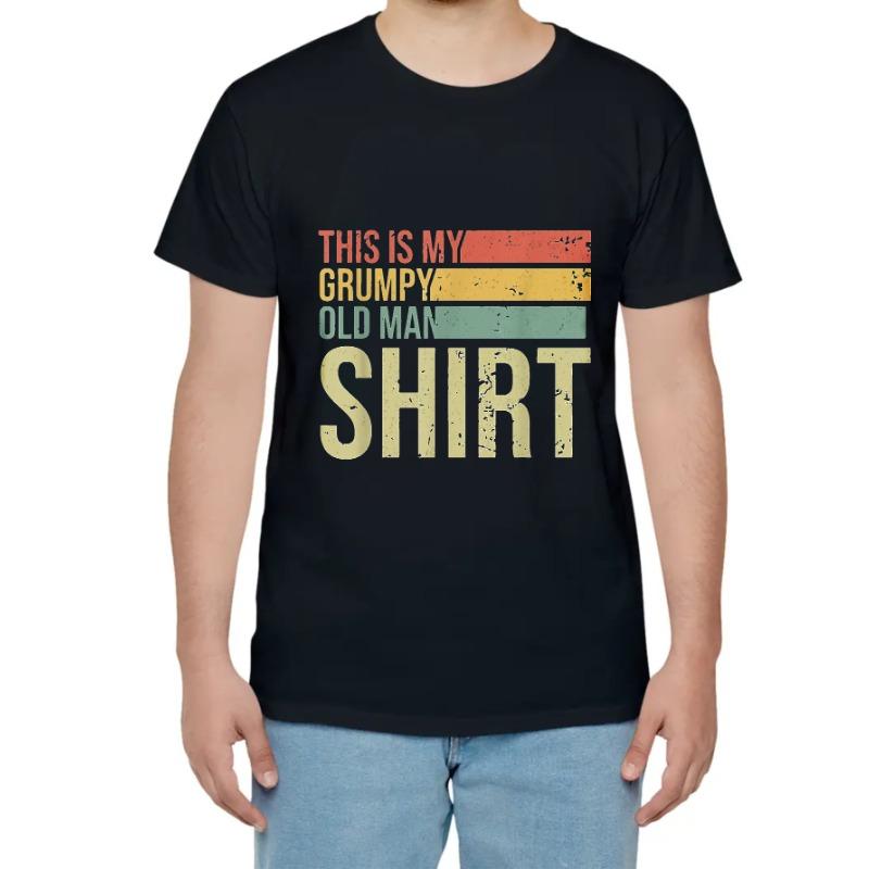 Mens Fun Slogan Tshirt This is my irritable old man shirt  Tshirt Black with RedYellowOrangeBluePurple Gradient Text S
