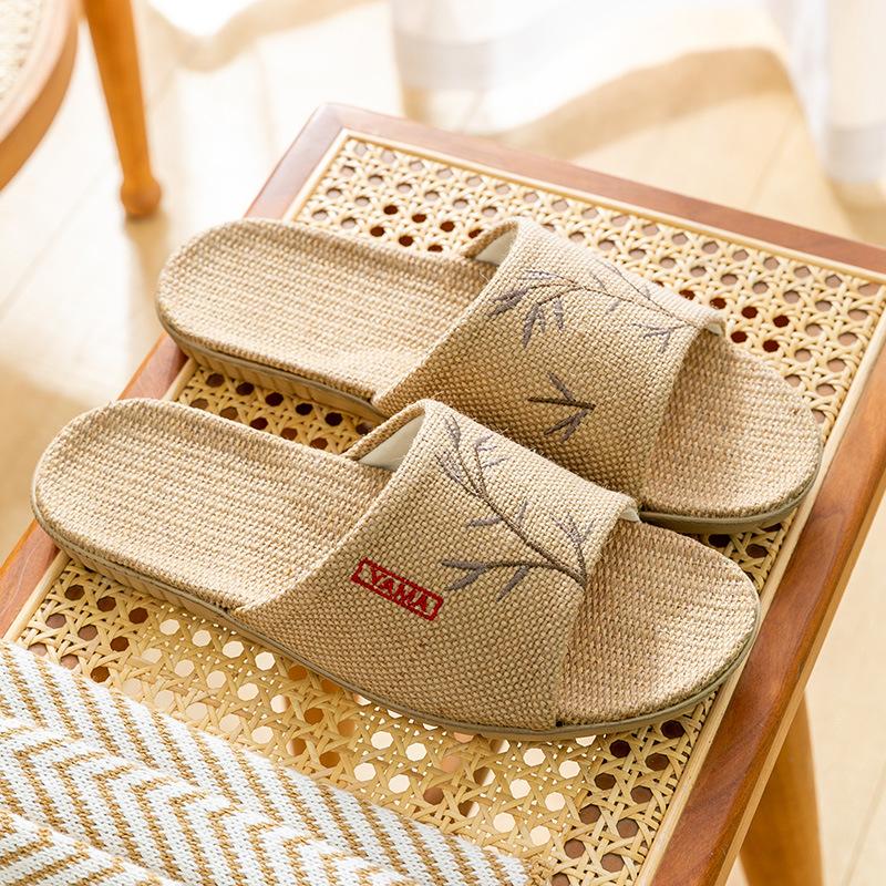 

Летние женские пляжные тапочки, удобные льняные шлепанцы, женские нескользящие шлепанцы из конопли, женская домашняя повседневная обувь, сандалии 42-43 темный кофе