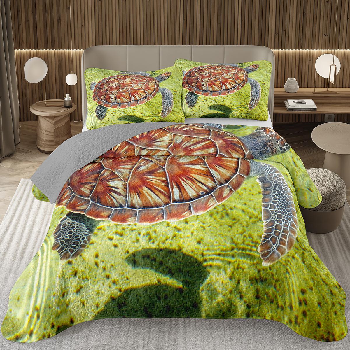 

Comforter Sea Turtle Queen Twin Underwater World Ocean Animal Reptile Tortoise Print Quilted Bedding Set For Kids Adult Comforter (quilt)-EU Single(135*200cm)3pcs