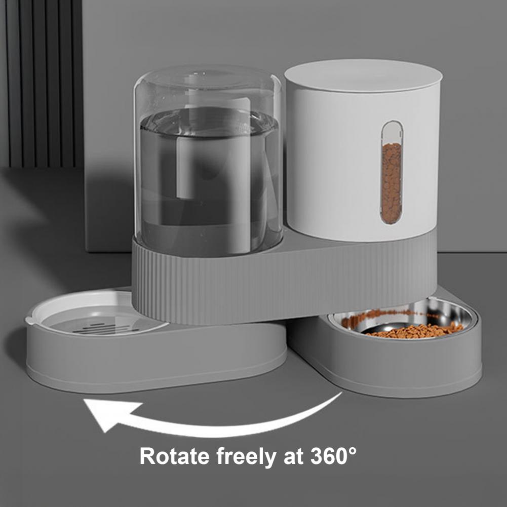 Automatic Cat Feeder Automatic Pet Feeder Water Dispenser Set for Cats Dogs 2-in-1 Food Bowl with Stainless Steel Insert