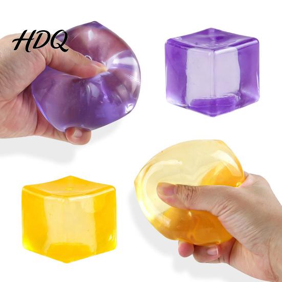 Transparent Stress Cube Clear Squeeze Toy Anxiety Relief Sugar Ball Sensory Portable Soft Stretchy Ice Pinch Party Favors