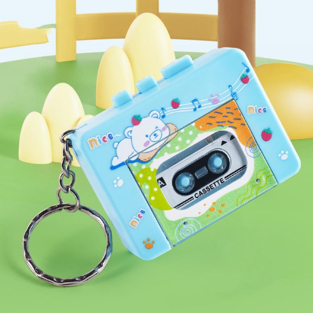 Mini Retro Recorder Keychain Creative Cartoon Tape-shaped Schoolbag Pendant