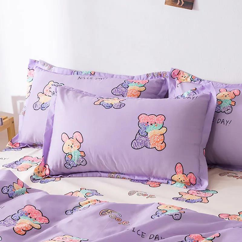 Pillow Cover Pair Pack Cotton Print Pillow Cover Couple Bedding 48*74cm