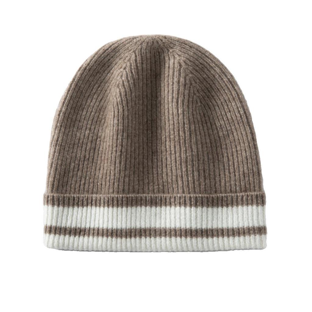 Women's Color Block Cashmere Knitted Beanie - Warm Ear Protection for Autumn and Winter
