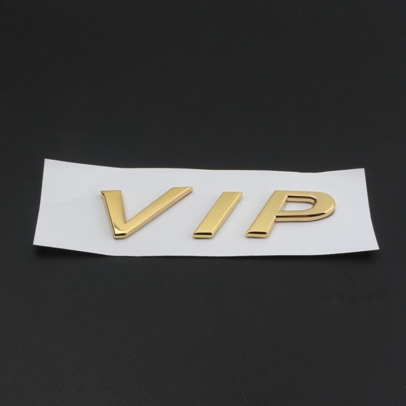 New Personalized VIP Car Logo Car VIP Word Logo Side Logo Decorative Sticker Modified Metal Tail Logo JP Car Sticker