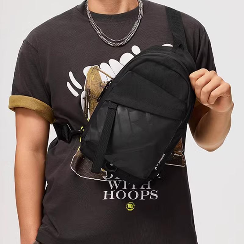 Li Ning Badfive Basketball Series Logo Print Shoulder Crossbody Chest Bag Unisex bags Black ABDU025-1