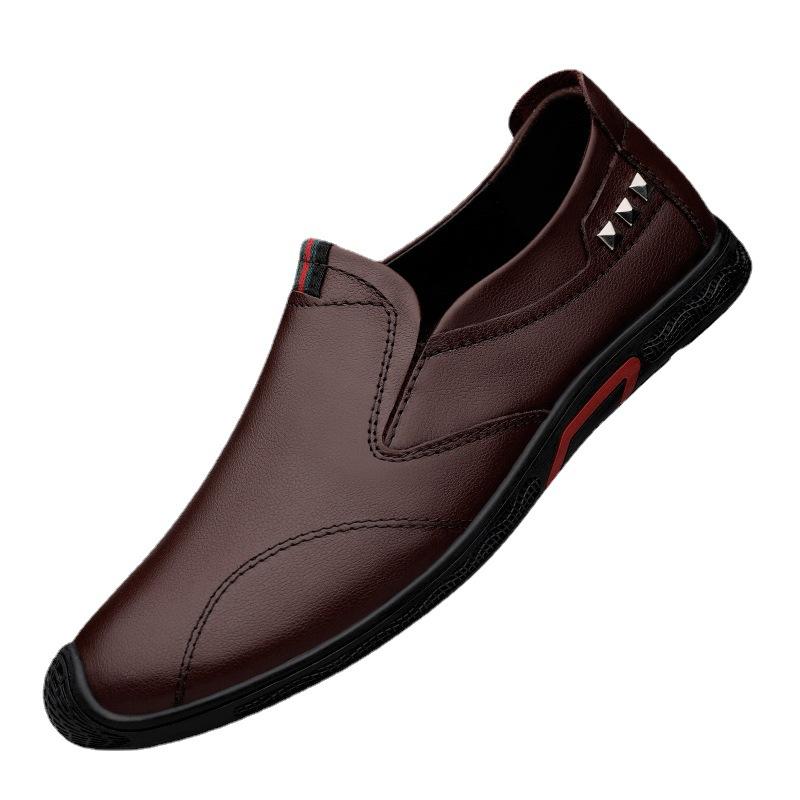 Men's Shoes Spring Business Casual Leather Shoes Men's First Layer Cowhide Soft Sole Men's Driving Shoes Lazy One Pedal Dad Shoes