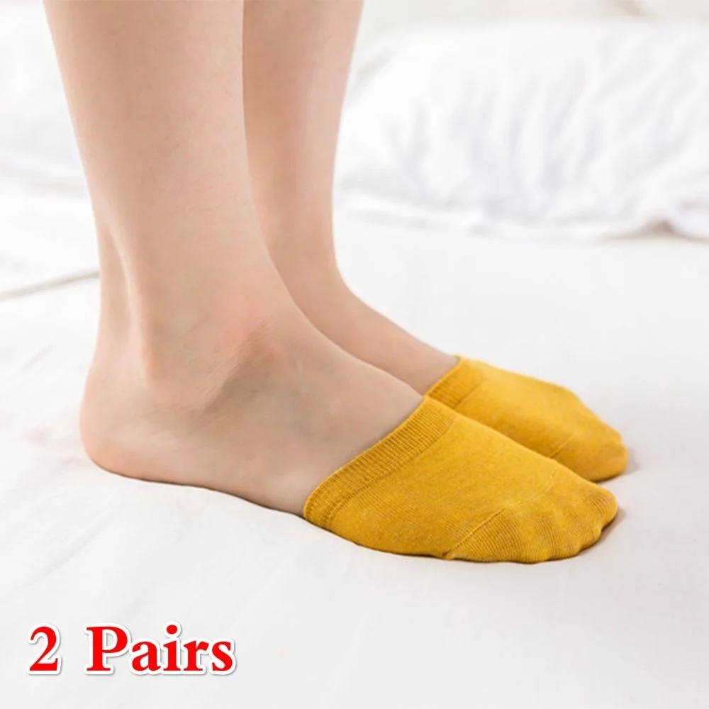 Ankle Socks  2 Pairs Woman Summer Forefoot Socks Female Half Foot Toe Cover Socks High Heels Invisible Cotton Breathable Socks
