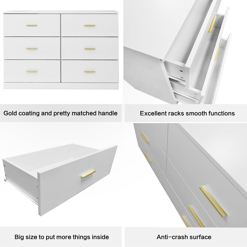US STOCK 6 Drawer Dresser With Sturdy Legs Wood Clothing Organizer Engineered Wood Dresser For Hallway Nursery Living Room