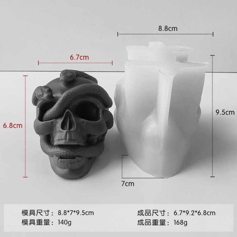 DIY Blume Totenkopf Kerzen Silikonform 3D Schlange Totenkopf Bastelwerkzeuge Gips Harz Seife Betonform Halloween Geschenkherstellungswerkzeug