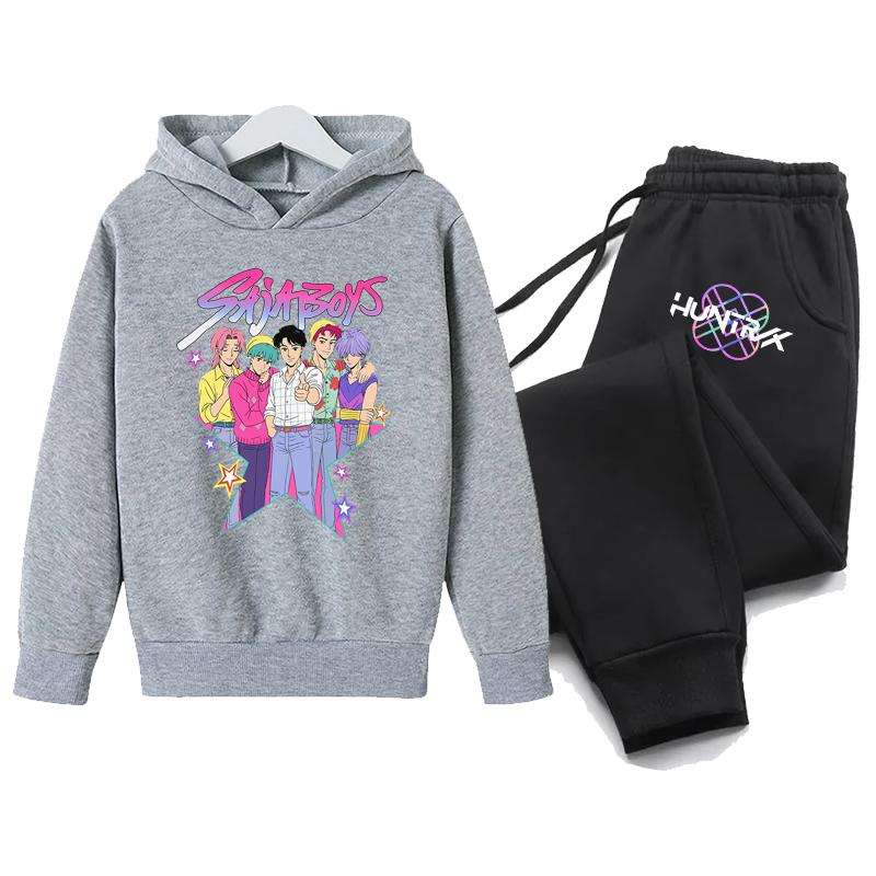 Y2K Hoodies+Hosen Sportsets KPop Dämonenjäger Koreanischer Stil Kinder Kapuzenanzug KPop Dämonenjäger Bedruckte Kinderbekleidung