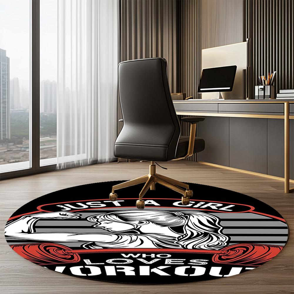 weightlifting Printed Round Rug Carpet Chair Rug Area Rug Entryway Doormats,for Office Chair Living Room Bedroom Kitchen Room.