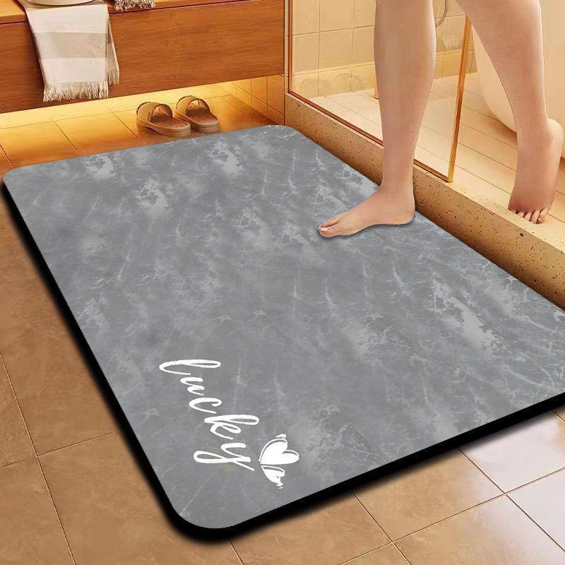 Simple Bathroom Door Diatomaceous Earth Floor Mat - Water Absorbent, Stain Resistant, Wear Resistant, Easy to Clean Foot Pad