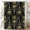 Black Gold Shower Curtain Waterproof Bathroom Decorative Fabric Printed with Abstract Flower Patterns for Home Decoration Size: