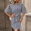 Letnia sukienka damska moda damska koszula w paski sukienki z krótkim rękawem