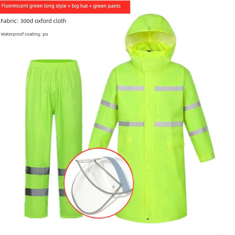 Rainproof Long Reflective Raincoat Adult Breathable Sanitation Property Security Duty Labor Protection Trench Coat Full Body Raincoat