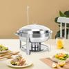 Round Chafing Dish with Lid & Fuel Can - 7.5L Stainless Steel Buffet Warmer for Catering, Wedding, Party - Dishwasher/Oven Safe