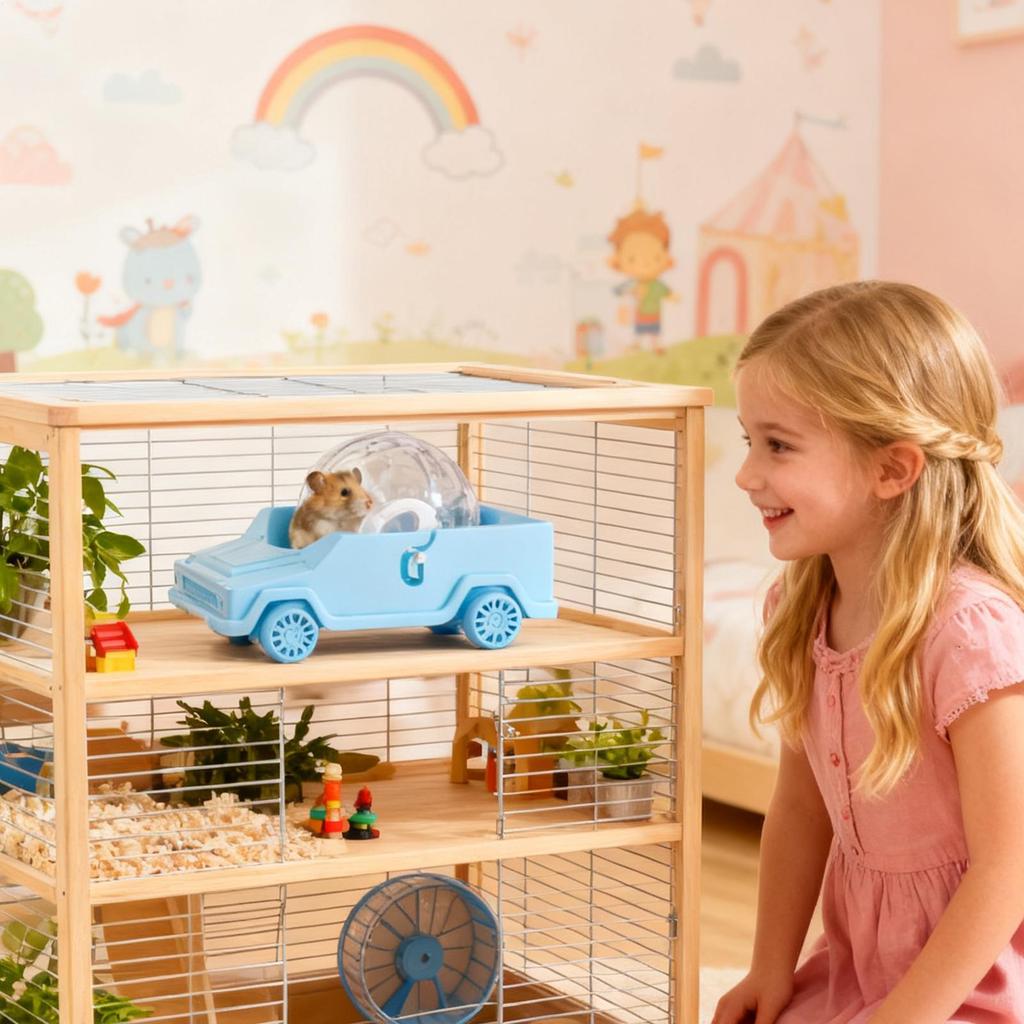 Large Hamster Wheel Car Shape Small Pet Running Exercise Small Animal Running Toy For Home Stress Relief Dwarf Gerbil Hamster