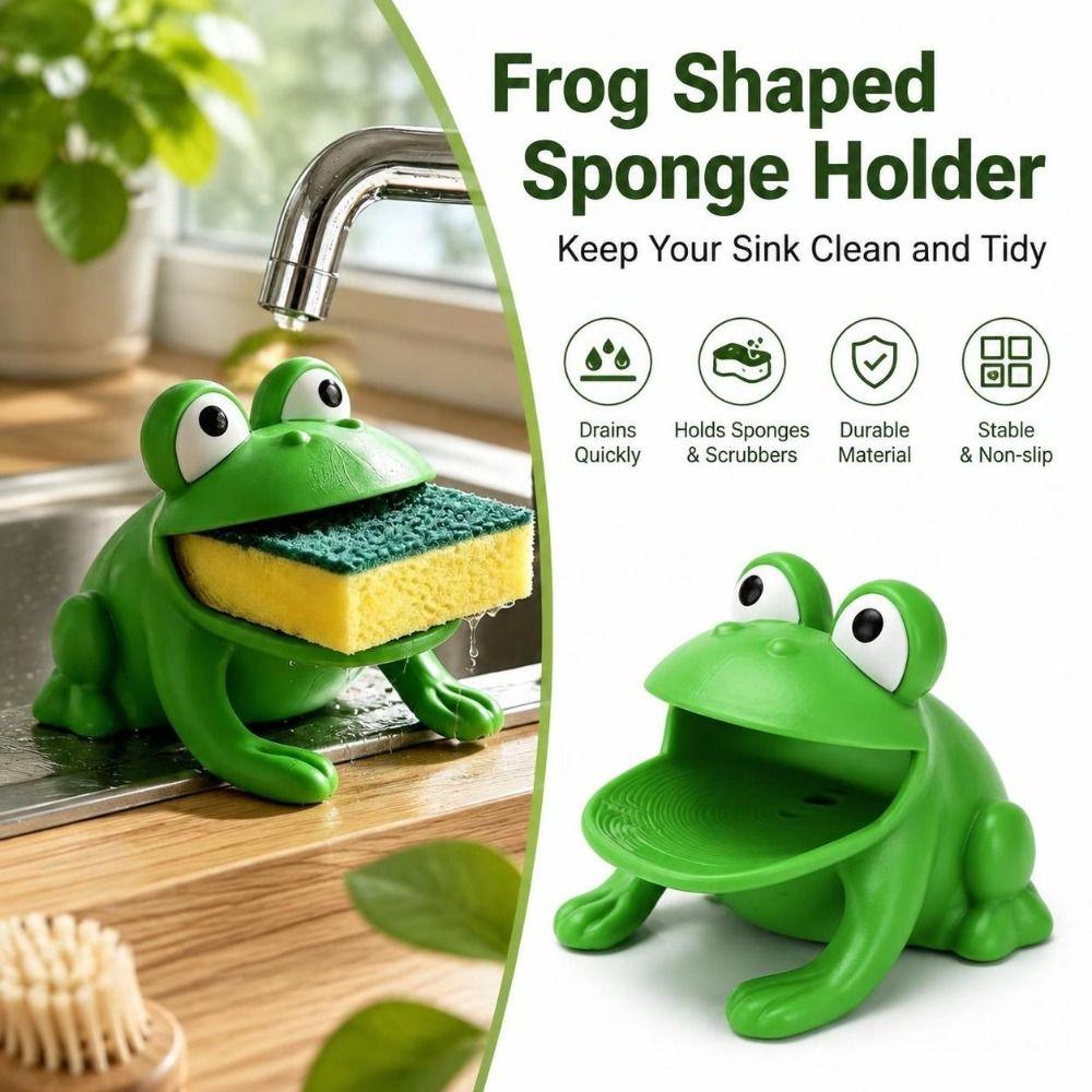 Plastic Sponge Dish Holder Frog Shaped Dish Sponge Organizer Funny Sponge Holder Kitchen