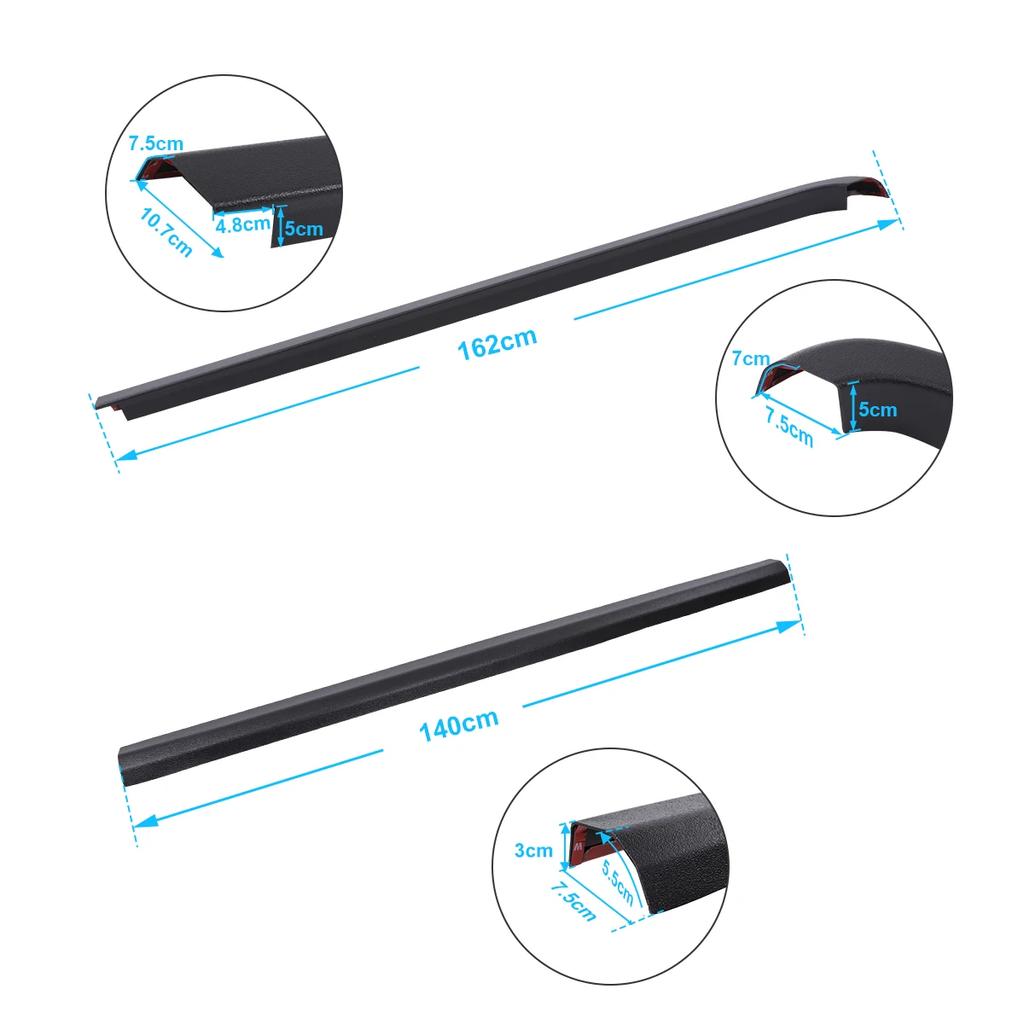 Tailgate Rail Guard Cap Protector Tail Gate Cover For Ford Ranger 2012-2025 XLT XLS Wildtrak Limited Sport 3pcs Rail Guard Cover