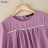 ZANZEA Women Casual Round Neck Loose Half Sleeve Blouse