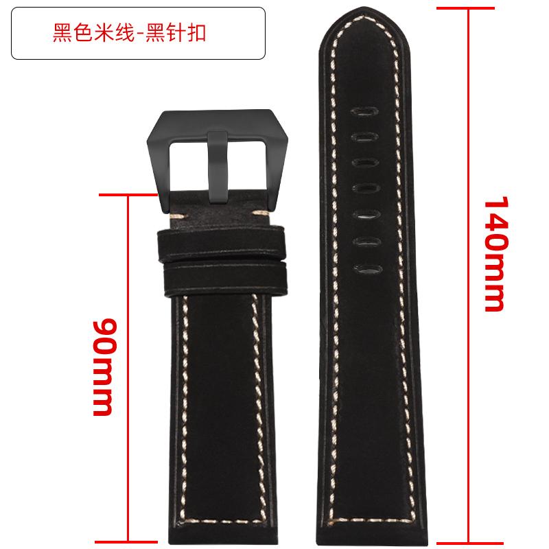 Extended matte crazy horse Frosted leather watchband 22m 24mm For Pam111 441 Hamilton Tissot Omega Casio men Vintage watch strap