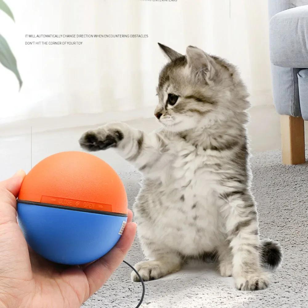 Automatic Intelligent Ball Cat Toy Interactive Cat Toys Smart Automatic Rolling Ball with Plush Mouse Kitten Chasing Toy